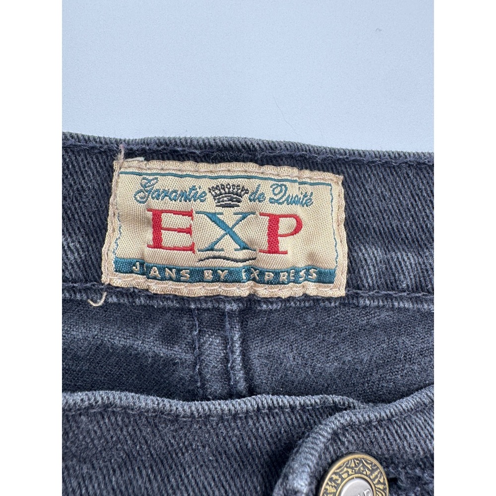 Vintage EXP Jeans by Express Faded Black High Waisted Tapered Denim Pants 11/12 - Picture 7 of 11